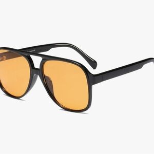 Stylish Black Sunglasses with Orange Lenses